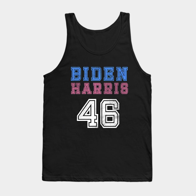 (Back) Biden Harris 46 Retro Vintage Distressed Football Sports Jersey Style Joe And Kamala 2020 Tank Top by acatalepsys 